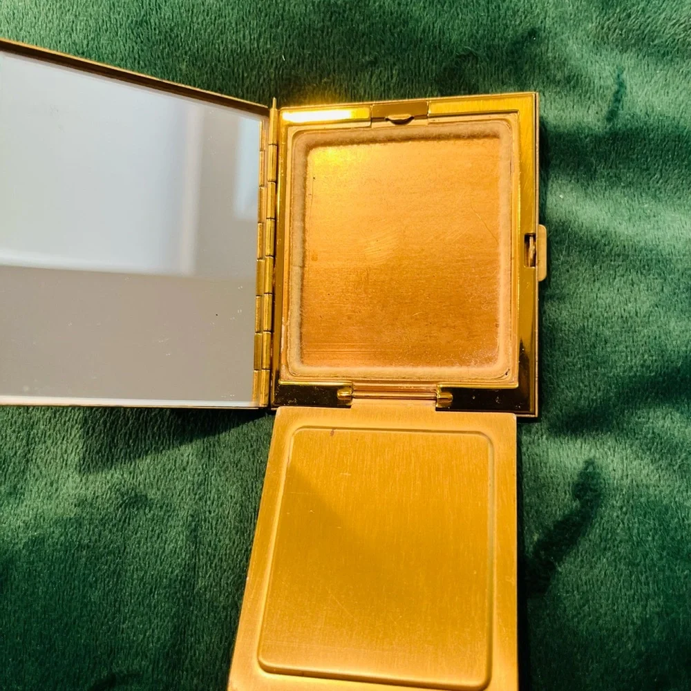 Vintage Saks Fifth Ave Compact Mid Century Aurora Borealis Crystals & Pearls